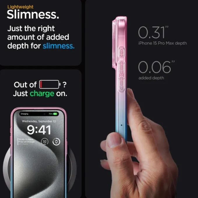 Etui Spigen Liquid Crystal iPhone 15 Pro Gradation Pink Case