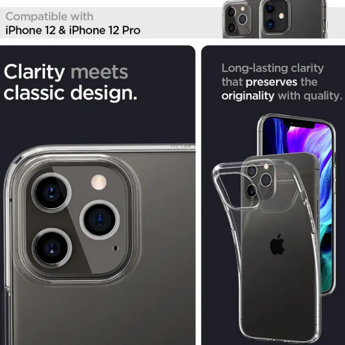 Etui SPIGEN Liquid Crystal iPhone 12 12 Pro Crystal Clear Przeźroczyste Case