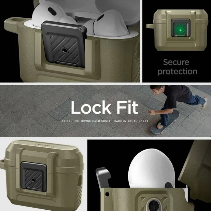 Etui Spigen Lock Fit Airpods Pro 1 / 2 Vintage Khaki Case