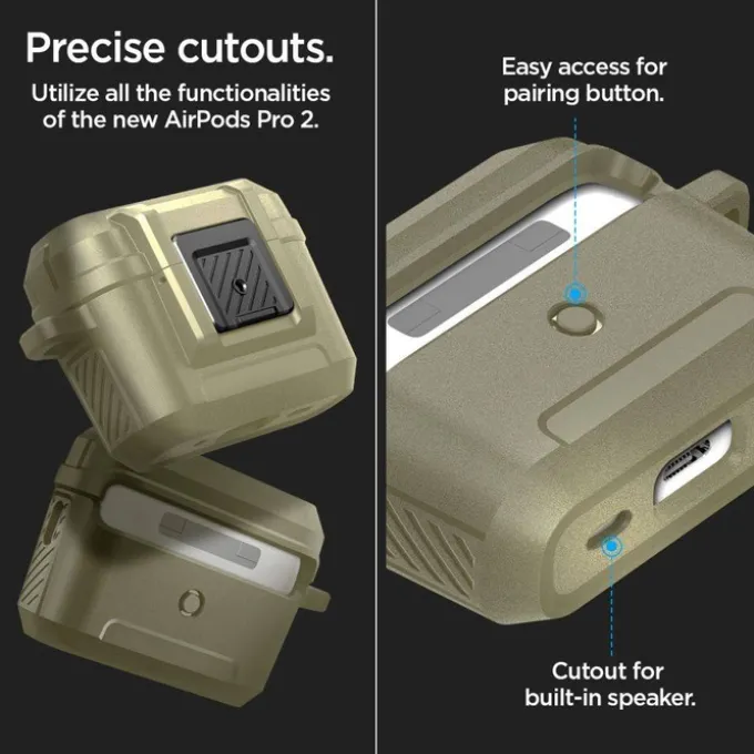 Etui Spigen Lock Fit Airpods Pro 1 / 2 Vintage Khaki Case