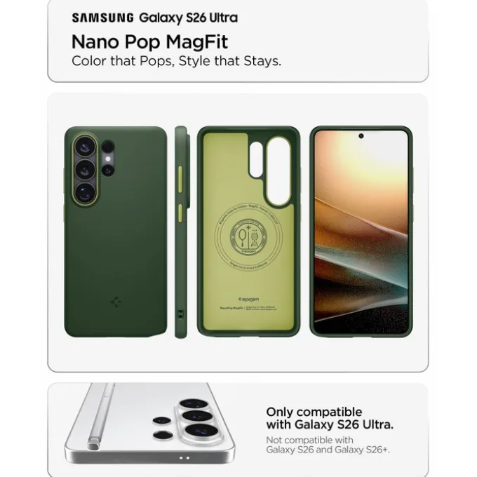ETUI SPIGEN NANO POP MAG SAMSUNG GALAXY S26 ULTRA MAGSAFE AVO GREEN
