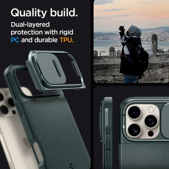 ETUI SPIGEN OPTIK ARMOR MAG MAGSAFE IPHONE 16 PRO MAX ABYSS GREEN