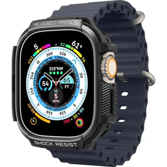 Etui Spigen Rugged Armor Apple Watch Ultra 49mm Ultra 2 Czarne