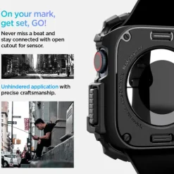ETUI SPIGEN RUGGED ARMOR APPLE WATCH 10 (46 MM) MATTE BLACK