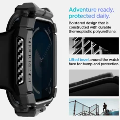 ETUI SPIGEN RUGGED ARMOR APPLE WATCH 10 (46 MM) MATTE BLACK
