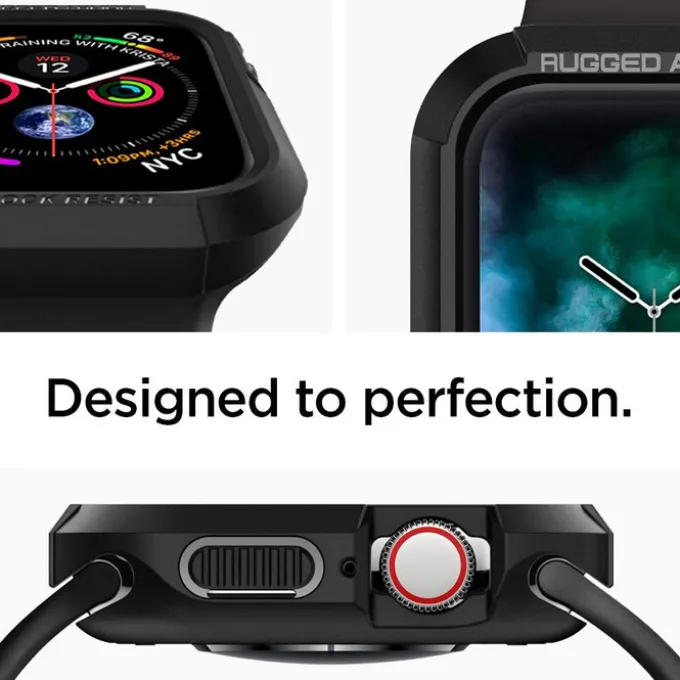 Etui SPIGEN Rugged Armor Apple Watch 8 6 5 4 SE 2022 44mm Czarne