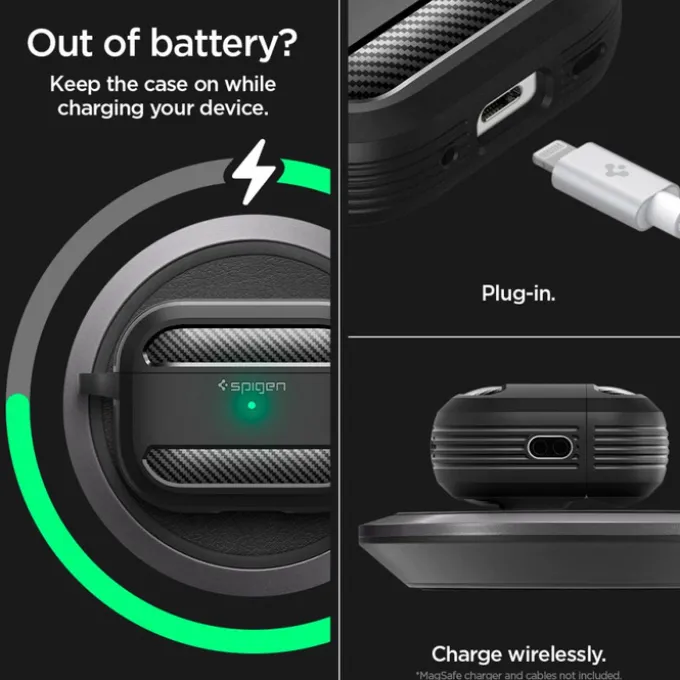 Etui Spigen Rugged Armor Apple Airpods Pro 1 / 2 Matte Black Case