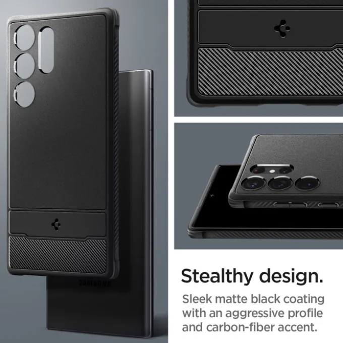Etui Spigen Rugged Armor Galaxy S23 Ultra Matte Black Czarny Case