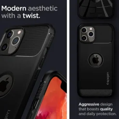 Etui SPIGEN Rugged Armor iPhone 12 12 Pro Matte Black Czarne Case