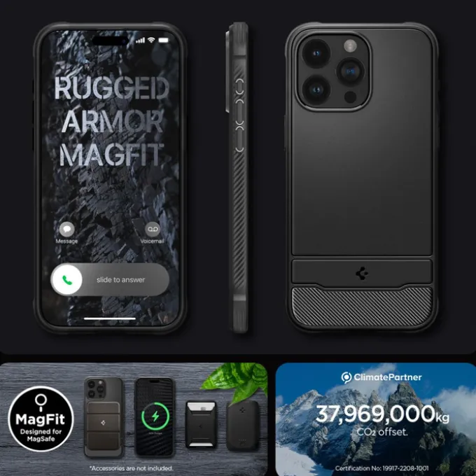 Etui Spigen Rugged Armor Mag Magsafe iPhone 15 Pro Max Matte Black Czarny Case