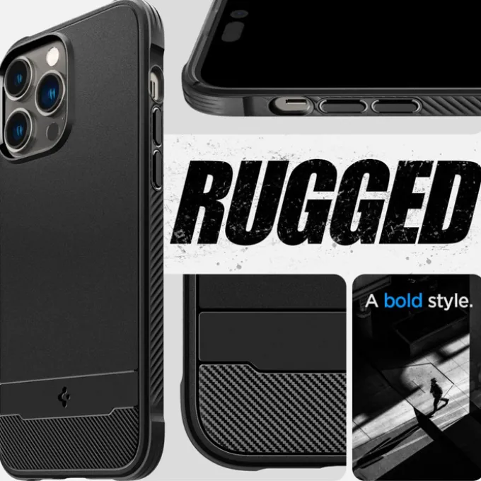 Etui Spigen Rugged Armor Mag Magsafe iPhone 14 Pro Matte Black Czarny Case