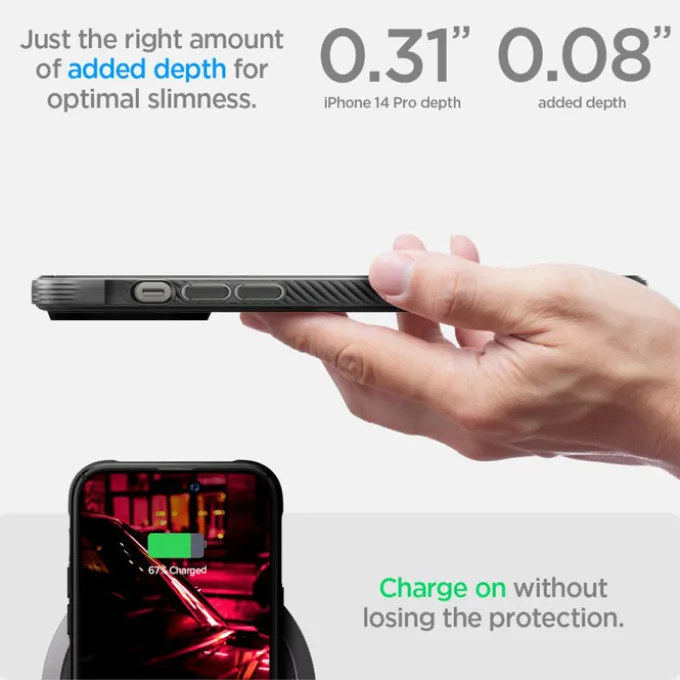 Etui Spigen Rugged Armor Mag Magsafe iPhone 14 Pro Matte Black Czarny Case