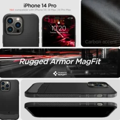 Etui Spigen Rugged Armor Mag Magsafe iPhone 14 Pro Matte Black Czarny Case