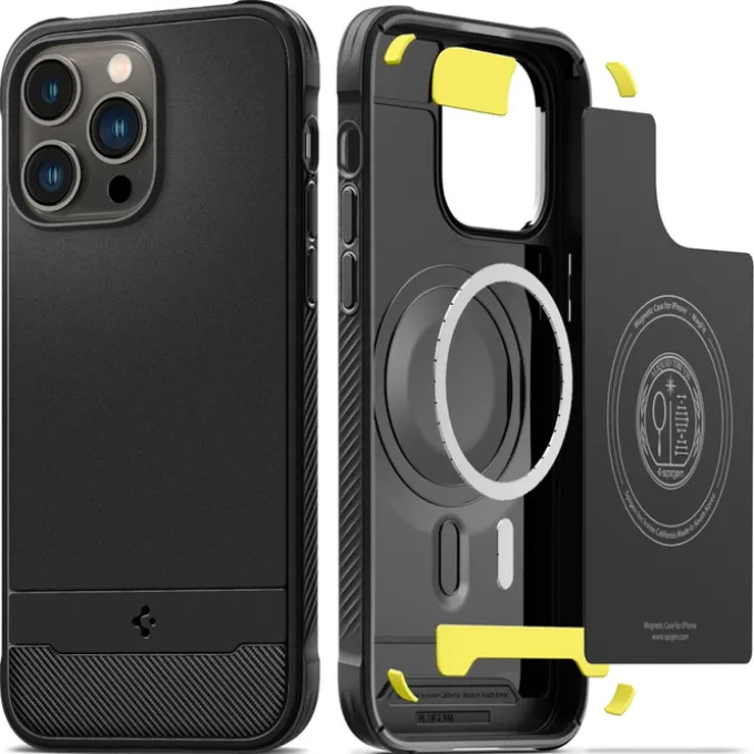 Etui Spigen Rugged Armor Mag Magsafe iPhone 14 Pro Matte Black Czarny Case