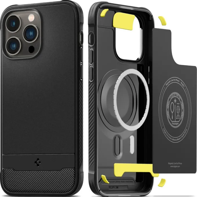 Etui Spigen Rugged Armor Mag Magsafe iPhone 14 Pro Max Matte Black Czarny Case