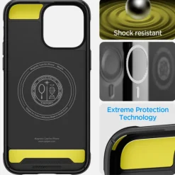 Etui Spigen Rugged Armor Mag Magsafe iPhone 14 Pro Max Matte Black Czarny Case