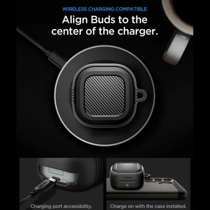 ETUI SPIGEN RUGGED ARMOR SAMSUNG GALAXY BUDS 4 / 4 PRO MATTE BLACK