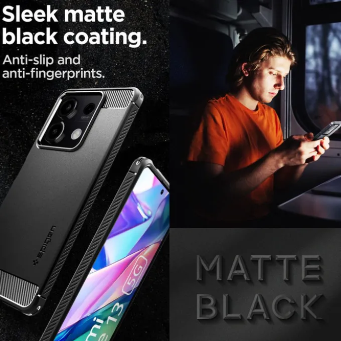 Etui Spigen Rugged Armor Xiaomi Redmi Note 13 5g Matte Black Case