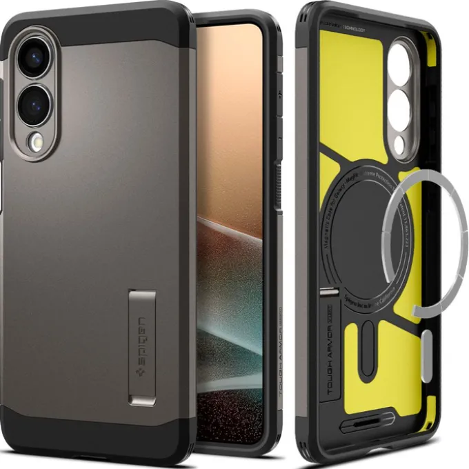ETUI SPIGEN SAMSUNG GALAXY S25 EDGE TOUGH ARMOR MAGSAFE GUNMETAL
