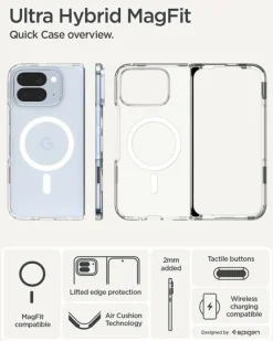 ETUI SPIGEN ULTRA HYBRID GOOGLE PIXEL 10 PRO FOLD MAGSAFE CLEAR WHITE