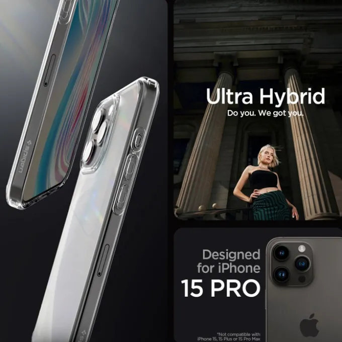 Etui Spigen Ultra Hybrid iPhone 15 Pro Frost Clear Case