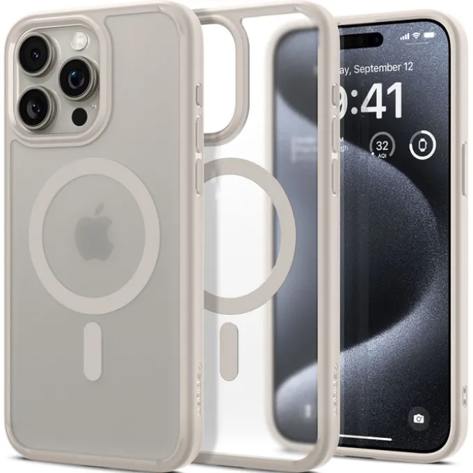 Etui Spigen Ultra Hybrid Mag Magsafe iPhone 15 Pro Frost Natural Titanium Case