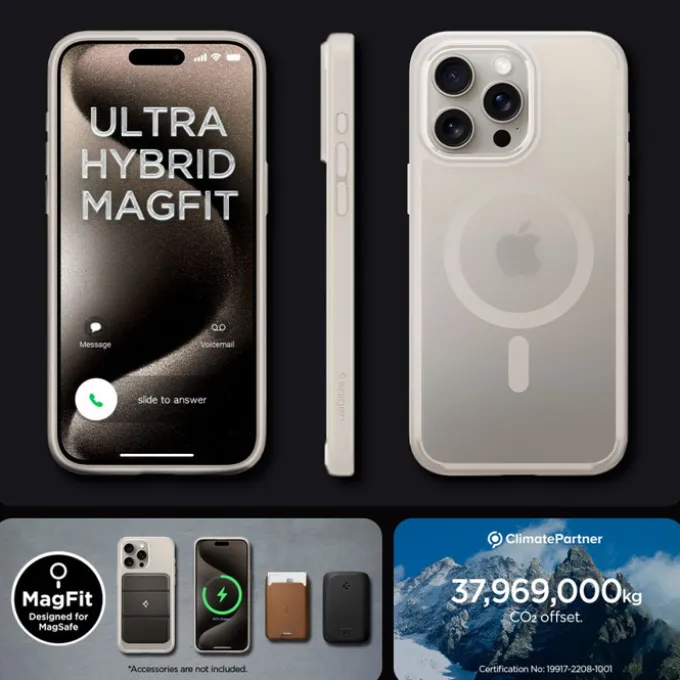 Etui Spigen Ultra Hybrid Mag Magsafe iPhone 15 Pro Frost Natural Titanium Case
