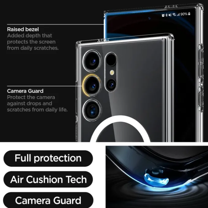 Etui Spigen Ultra Hybrid Onetap Ring Magsafe Samsung Galaxy S24 Ultra White Case