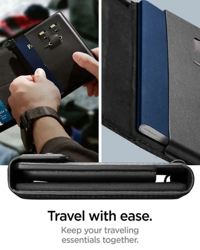ETUI SPIGEN UNIVERSAL AIRTAG PASSPORT HOLDER BLACK