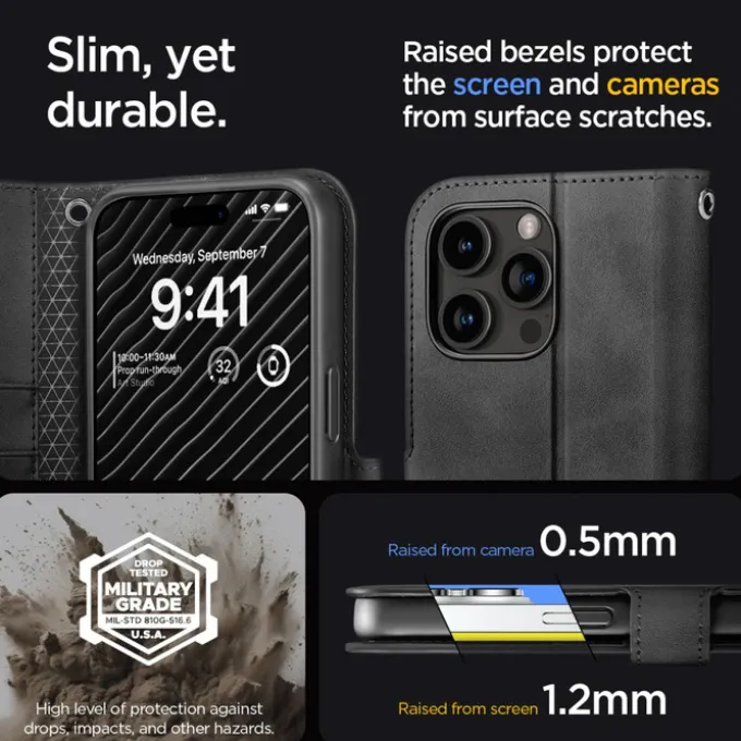 Etui Spigen Wallet ”s” Pro iPhone 15 Pro Max Black Case