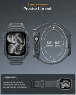 ETUI Z PASKIEM SPIGEN APPLE WATCH 11 46MM RUGGED ARMOR PRO 2 DARK GRAY