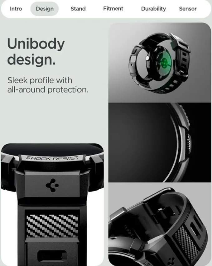 ETUI Z PASKIEM SPIGEN GOOGLE PIXEL WATCH 4 41MM RUGGED ARMOR PRO + STAND MATTE BLACK