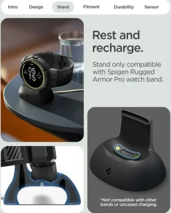 ETUI Z PASKIEM SPIGEN GOOGLE PIXEL WATCH 4 41MM RUGGED ARMOR PRO + STAND MATTE BLACK