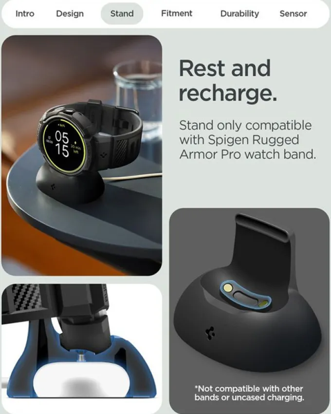 ETUI Z PASKIEM SPIGEN GOOGLE PIXEL WATCH 4 41MM RUGGED ARMOR PRO + STAND MATTE BLACK