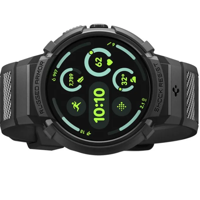 ETUI Z PASKIEM SPIGEN GOOGLE PIXEL WATCH 4 41MM RUGGED ARMOR PRO + STAND MATTE BLACK
