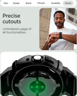 ETUI Z PASKIEM SPIGEN GOOGLE PIXEL WATCH 4 41MM RUGGED ARMOR PRO + STAND MATTE BLACK