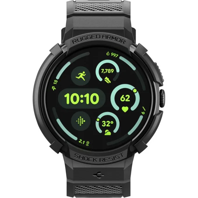 ETUI Z PASKIEM SPIGEN GOOGLE PIXEL WATCH 4 41MM RUGGED ARMOR PRO + STAND MATTE BLACK