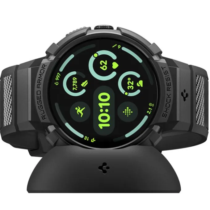 ETUI Z PASKIEM SPIGEN GOOGLE PIXEL WATCH 4 41MM RUGGED ARMOR PRO + STAND MATTE BLACK