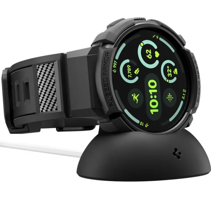 ETUI Z PASKIEM SPIGEN GOOGLE PIXEL WATCH 4 41MM RUGGED ARMOR PRO + STAND MATTE BLACK