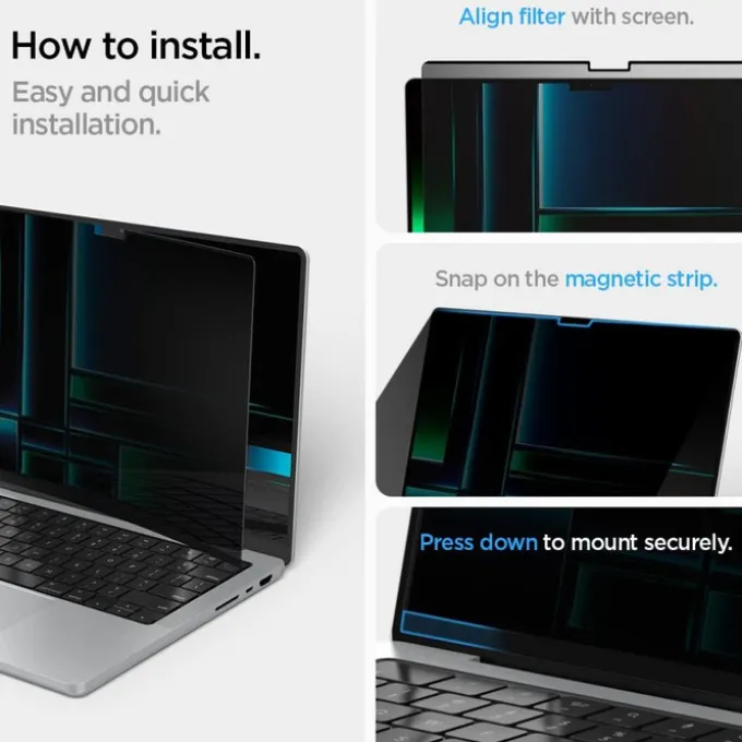 FOLIA PRYWATYZUJĄCA SPIGEN MACBOOK PRO 14 M1 / M2 / M3 / M4 / M5 2021-2025 SAFE VIEW PRIVACY