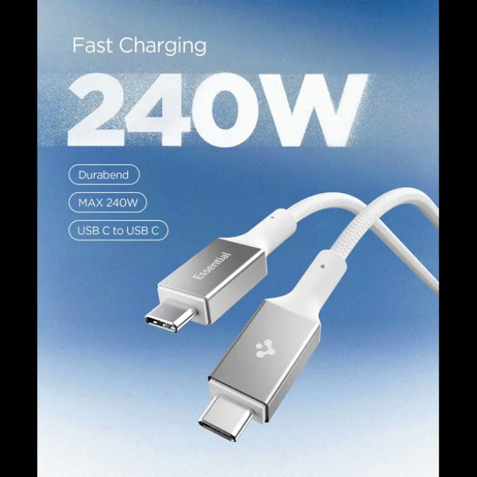 KABEL USB-C SPIGEN EB24015CC ESSENTIAL 240W 150CM BIAŁY