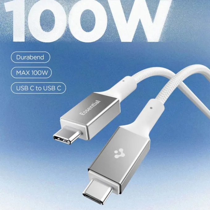 KABEL USB-C SPIGEN EB10010CC ESSENTIAL 100W 100CM BIAŁY