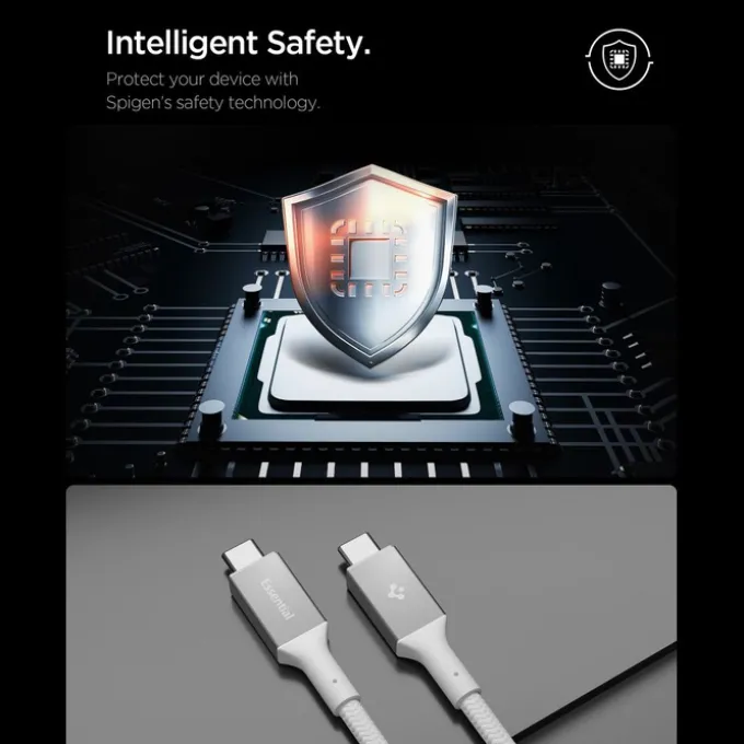 KABEL USB-C SPIGEN EB10015CC ESSENTIAL 100W 150CM BIAŁY