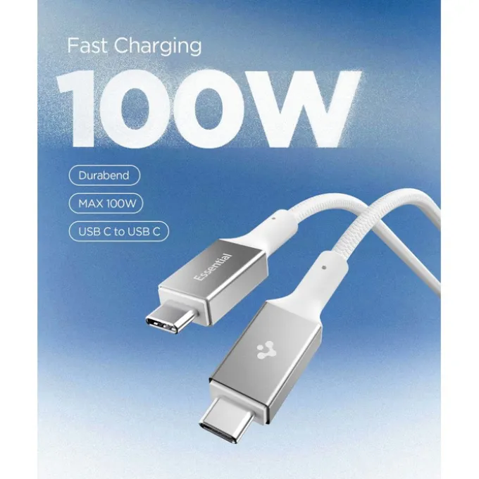 KABEL USB-C SPIGEN EB10015CC ESSENTIAL 100W 150CM BIAŁY