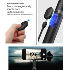 KIJEK SELFIE SPIGEN S581W MAGSAFE BLUETOOTH SELFIE STICK TRIPOD BLACK