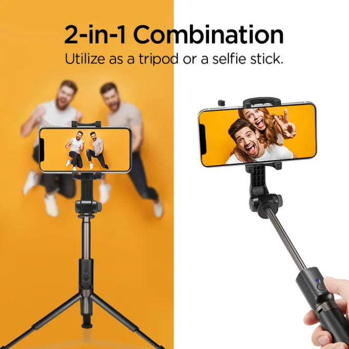 Kijek selfie Statyw SPIGEN S540w Wireless Selfie Stick Tripod Black