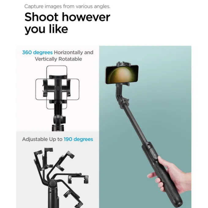 Kijek Spigen S560w Bluetooth Selfie Stick Tripod Black