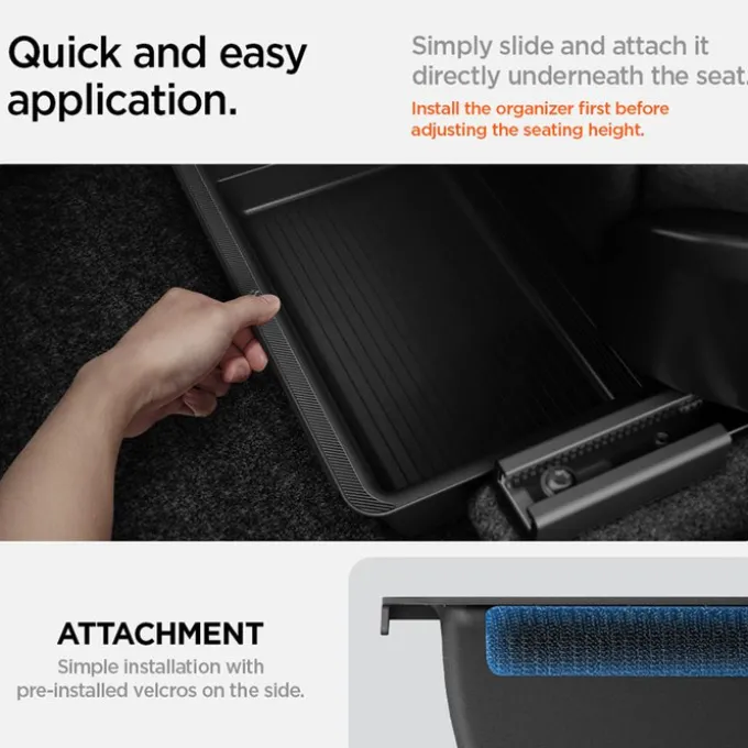 ORGANIZER SPIGEN TESLA MODEL Y UNDERSEAT STORAGE BOX BLACK