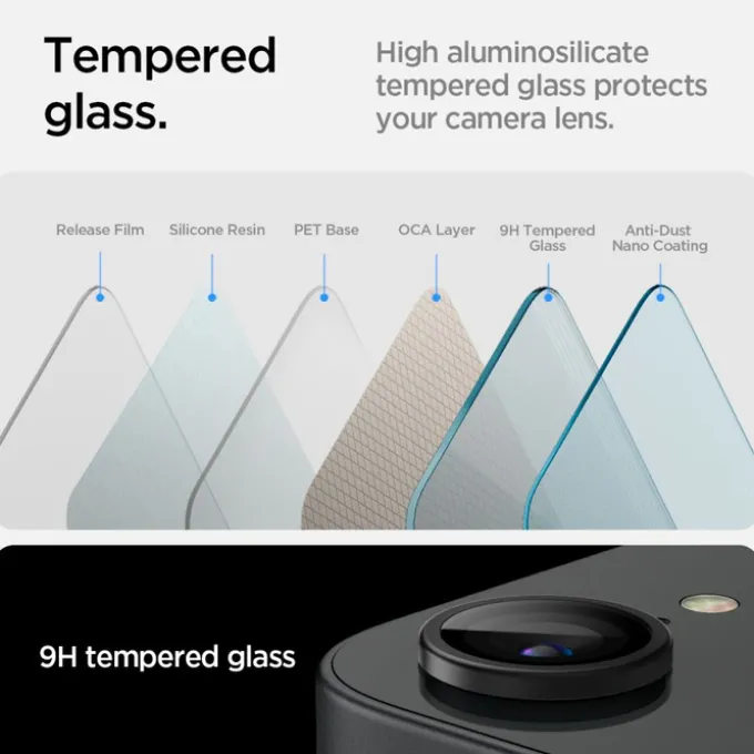OSŁONA APARATU SPIGEN IPHONE 17e/16e OPTIK PRO GLAS.TR ”EZ FIT” CAMERA PROTECTOR 2-PACK CZARNA
