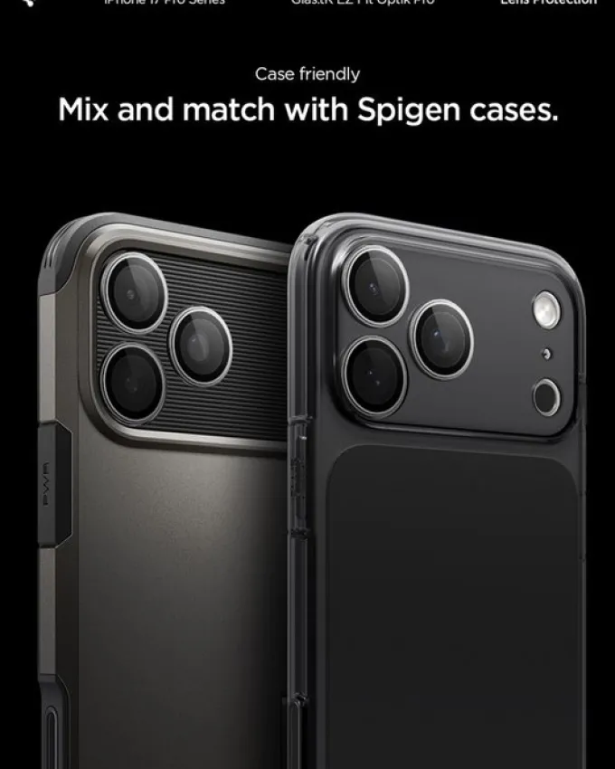 OSŁONA APARATU SPIGEN IPHONE 14 PRO / MAX / 15 PRO / MAX /16 PRO / MAX / 17 PRO / MAX OPTIK PRO GLAS.TR ”EZ FIT” 2-PACK GREY